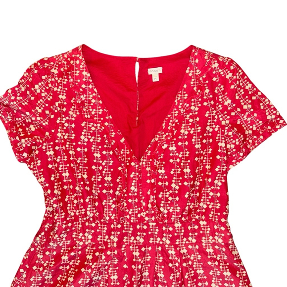 Women's Fossil Dress Size M Red Short Sleeve peasant vintage inspired spring - Picture 7 of 10